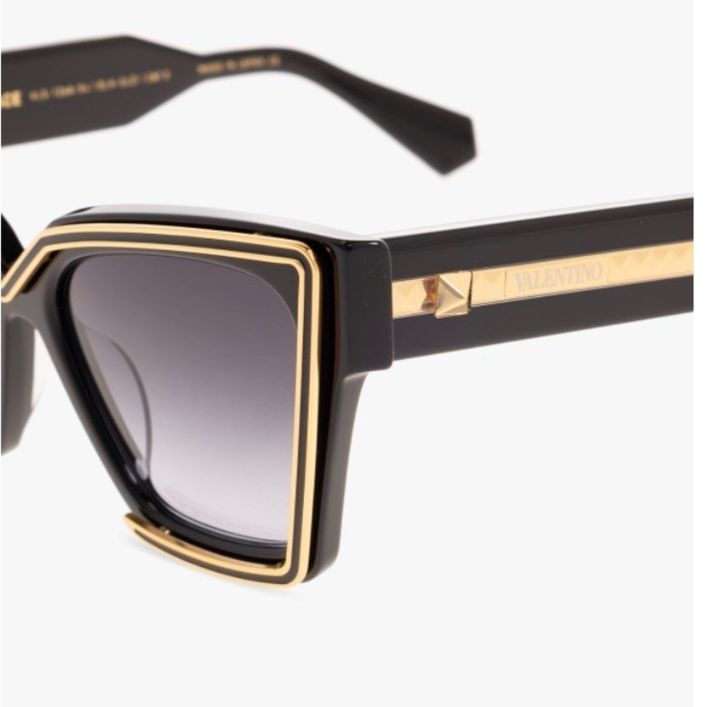 Valentino Black and Gold Cat-Eye Sunglasses - Picture 2 of 5